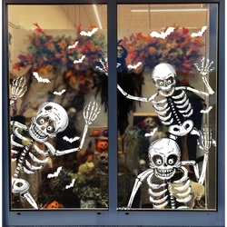 Halloween Skeletons Window Clings DIY Wall Decal Skull Ghost Window Stickers Decoration Spooky Home Glass Wall Party Horror Prop