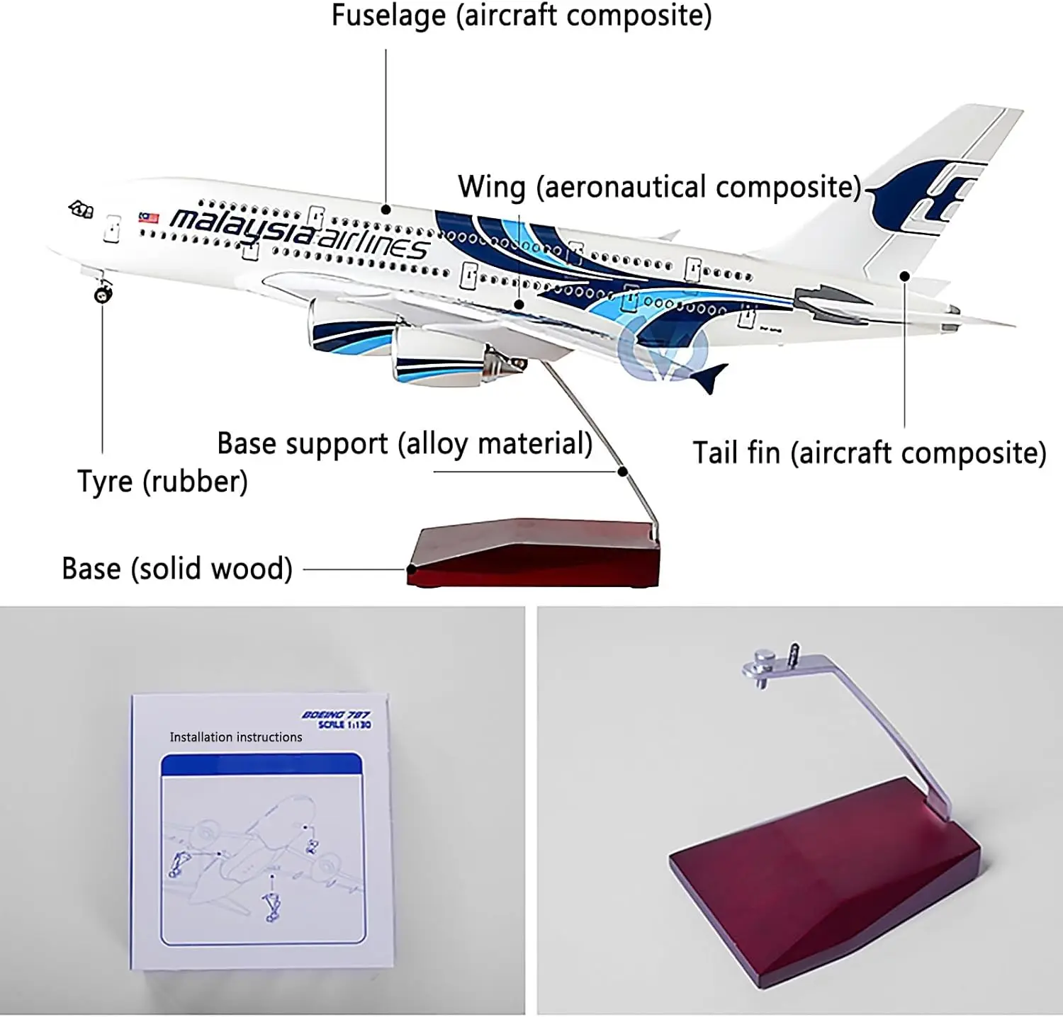 مقياس 1:160 الخطوط الجوية الماليزية A380 نموذج طائرة معدنية مجموعة محاكاة الراتنج المصبوب لهواة الجمع والهدايا