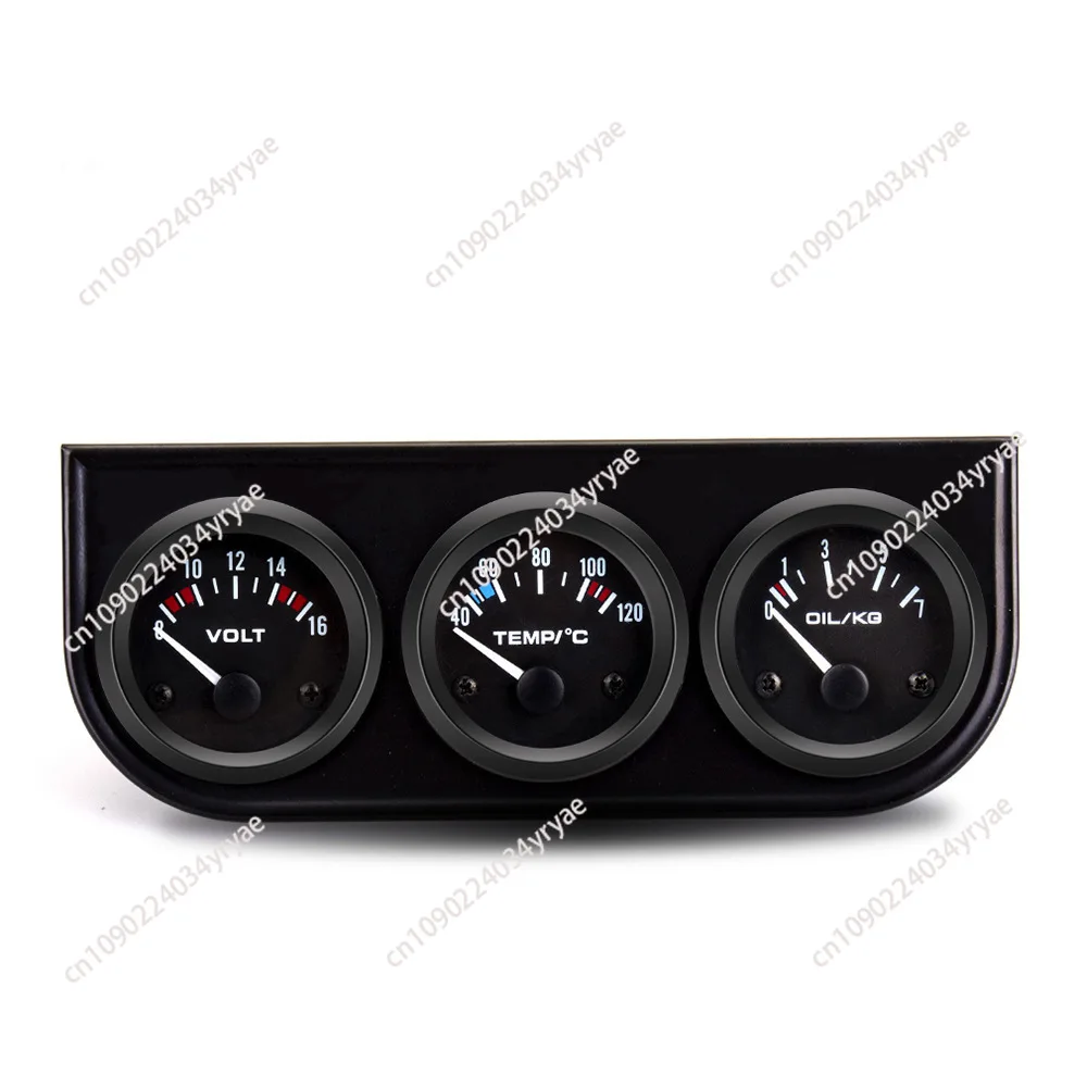 Cross-border hot-selling modified car water temperature, oil pressure and voltage triple meter 2 inch 52MM black triple meter