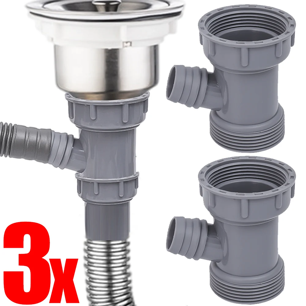 

Toilet Diverter Drain Pipe Adapter ABS Three-way Water Pipe Connector Anti-overflow Rubber Gasket Basin Sewer Branch Connectors