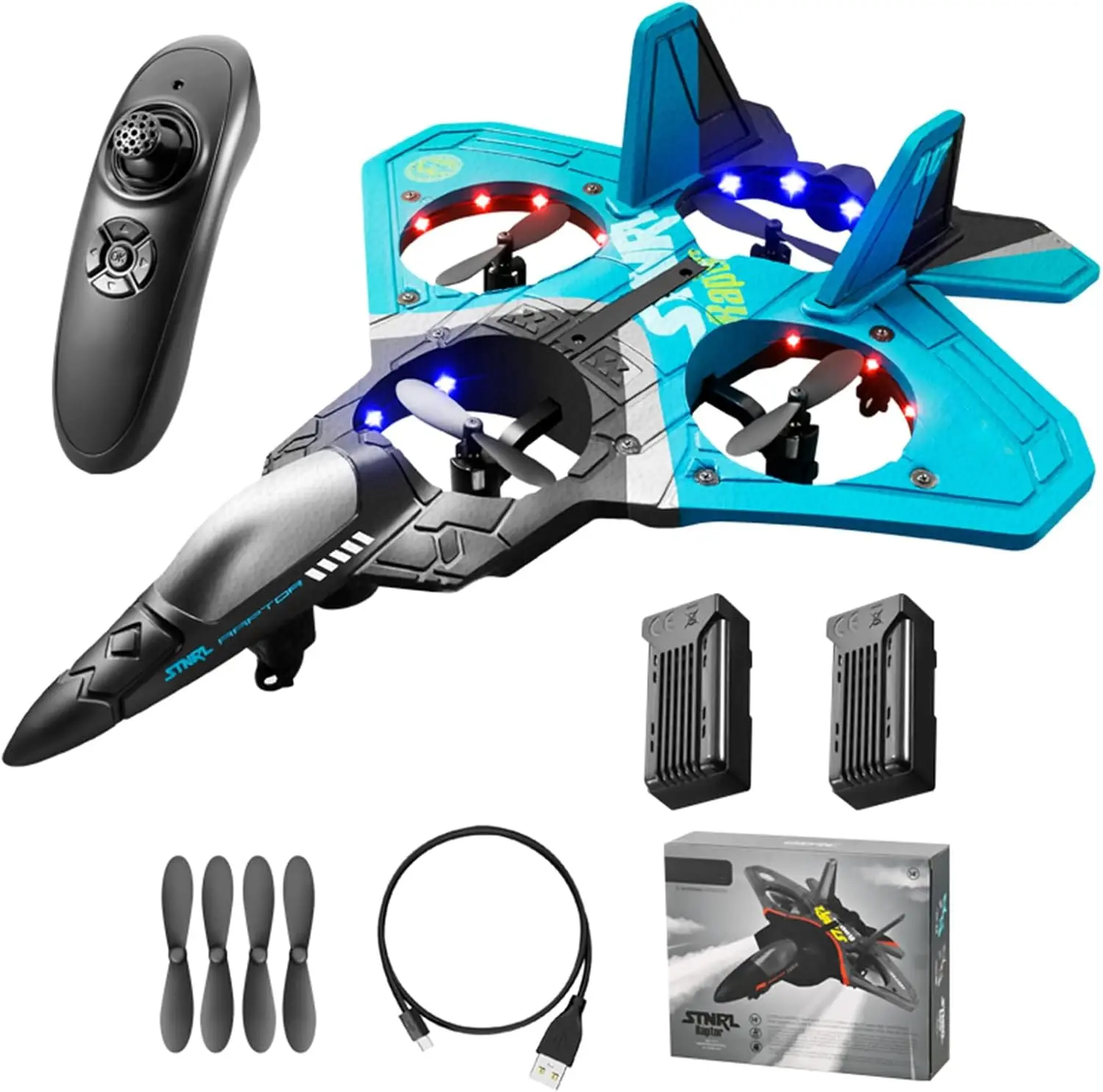 Remote Control Airplane RC Planes, RC Fighter Jet Toy for Kids Adults 8-16, Remote Control Planes with LED Light, 2 Batteries, 3