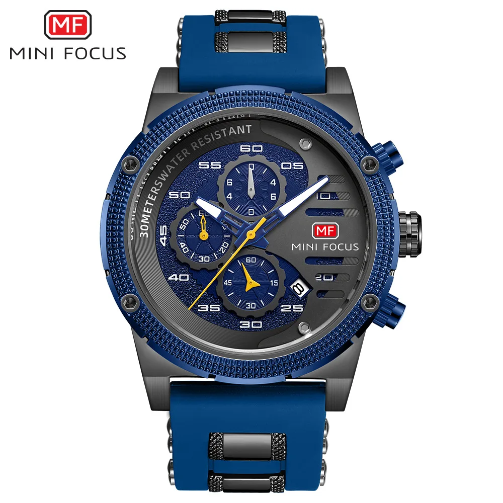 

MINI FOCUS Fashion 0246 мужские кварцевые часы многофункциональный хронограф водостойкие светящиеся спортивные уличные повседневные часы для мужчин