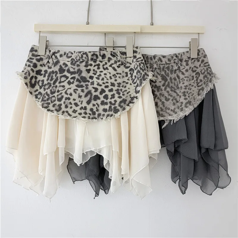 

Женская шифоновая юбка Clothland в стиле ретро с леопардовым принтом, асимметричная, на молнии, А-силуэта, мини-юбка с животным принтом BA419