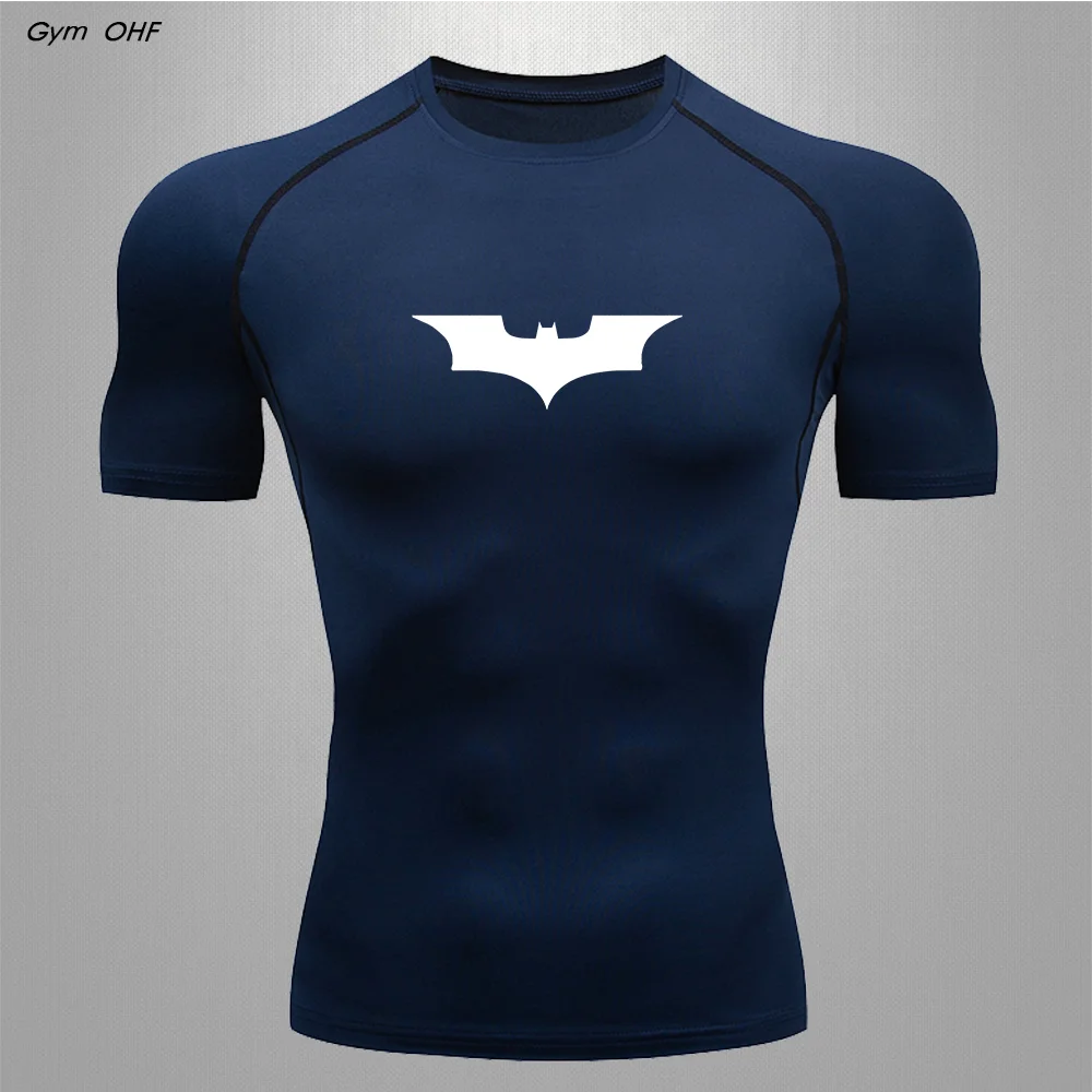 Rashguard MMA Men's Sports T-Shirt Running, Jogging, Fitness, Gym, Quick Drying, Superhero Hoodie, Tight Fit Bat Series Dry Fit