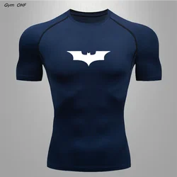 Rashguard MMA Men's Sports T-Shirt Running, Jogging, Fitness, Gym, Quick Drying, Superhero Hoodie, Tight Fit Bat Series Dry Fit