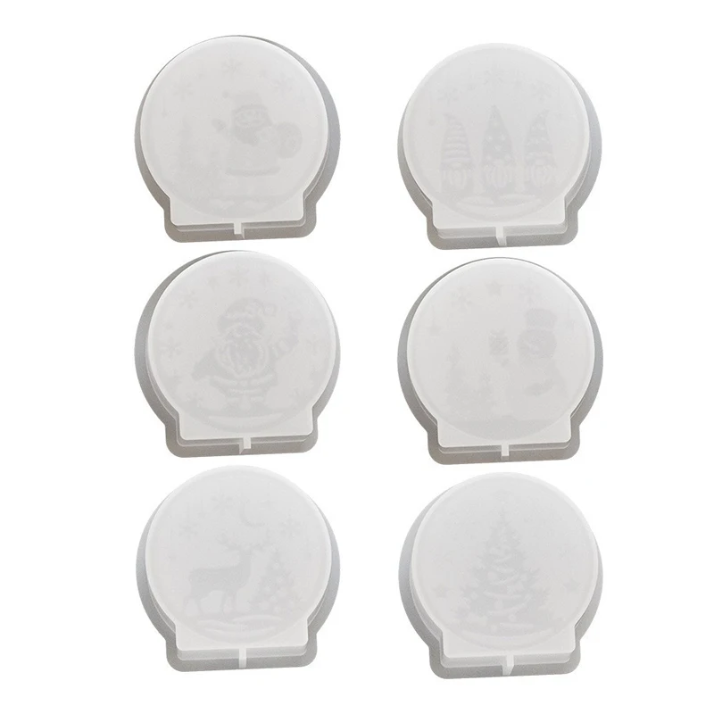 Round Christmas Candle Silicone Mold Santa Claus Snowmen Xmas Tree Plaster Epoxy Resin Soap Making Mold New Year Gift