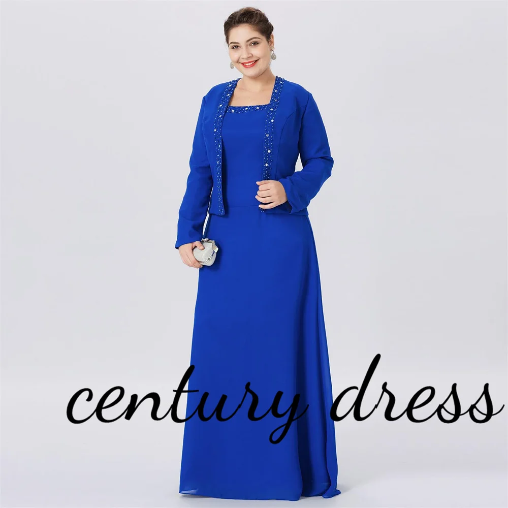 

A-Line Mother of the Bride Dress Formal Classic Timeless Elegant Luxurious Plus Size Floor Length Chiffon Lace Long Sleeve