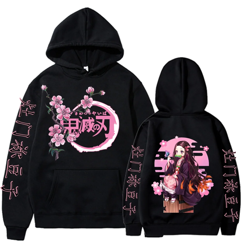 Demon Slayer Anime Hoodies Kamado Nezuko Manga Printed Men Women Hooded Pullovers Oversized Streetwear Male Harajuku Sweatshirt