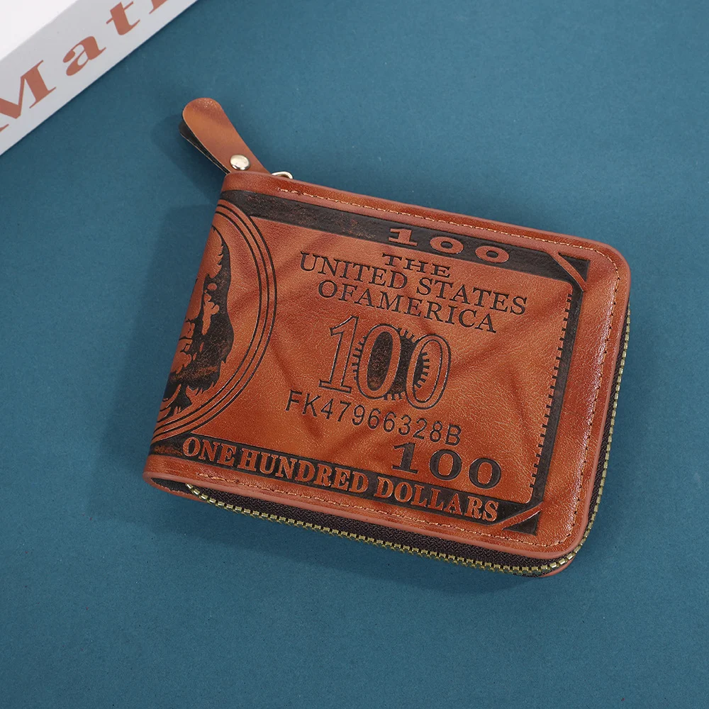 محفظة ريترو خفيفة الوزن للرجال محفظة قصيرة محمولة للعملات المعدنية محفظة أنيقة بسحاب للعملات المعدنية للمناسبات الرسمية والاستخدام اليومي والسفر