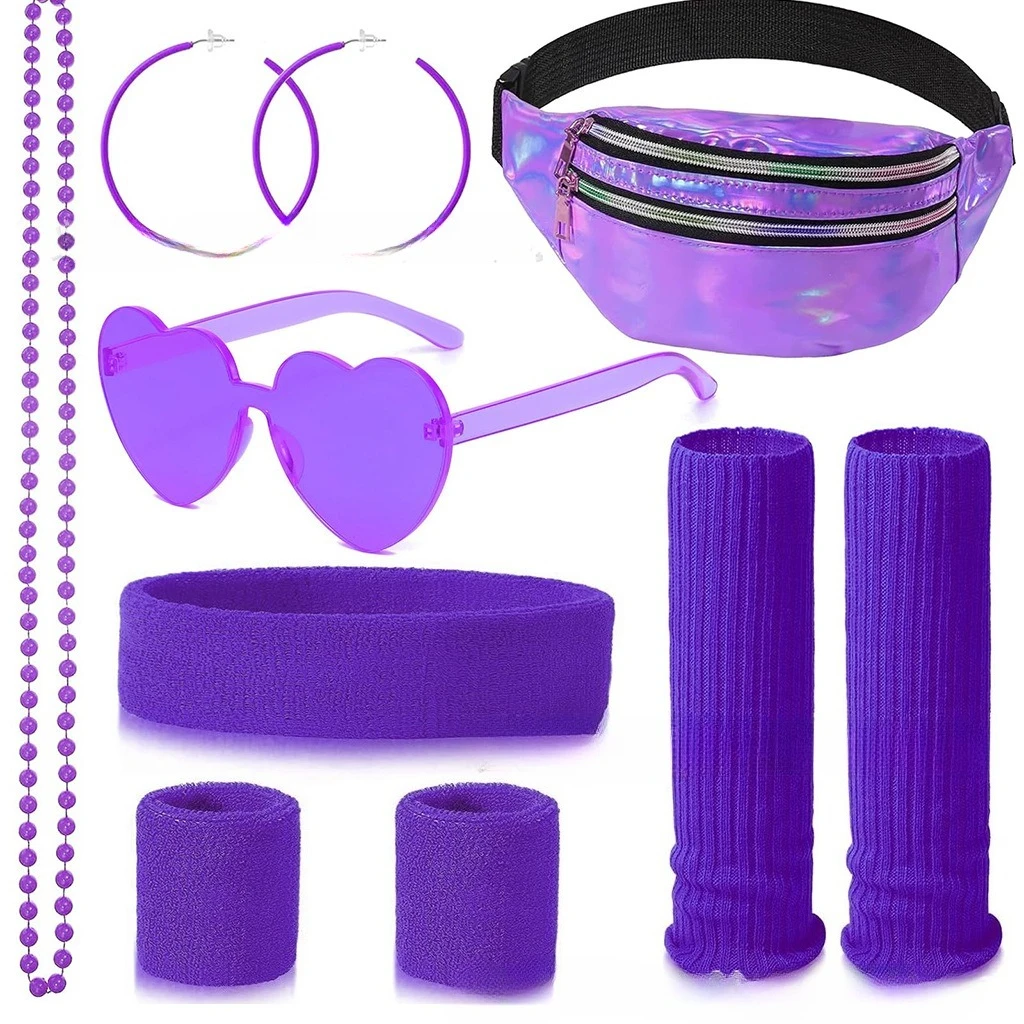 هالوين عيد الميلاد 1980s النيون حزب قلادة عصابة رياضية للرأس غطاء الساق حزمة مراوح مجموعة بالجملة