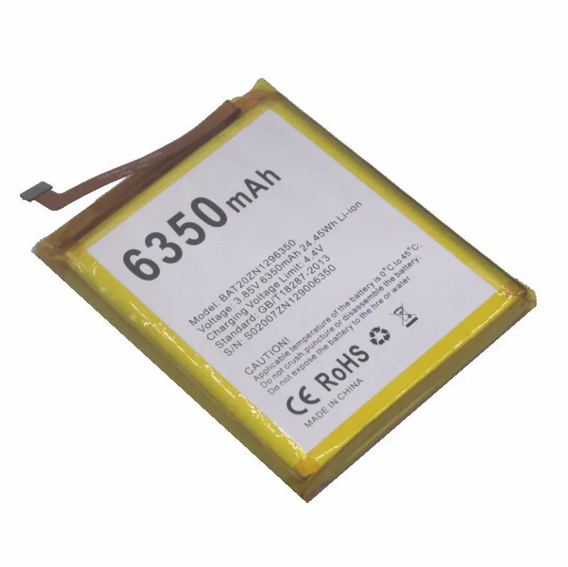 1x Retail / Bulk 6350mAh / 24.45Wh BAT20ZN1296350 Replacement Battery For Doogee S96 / S96 Pro S96pro