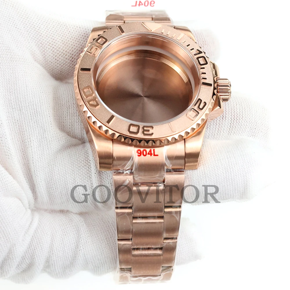 40mm Rose Gold NH35 Watch Case For Yacht-Master GMT  Seiko NH34 NH35 NH36 Movement Stainless Steel Submariner Case Oyster strap