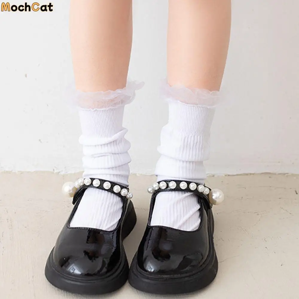 

Sweet Pure Girls Gift Glasses Filament Lace Patchwork Mid-Tube Korean Style Socks Velvet Pile Hosiery Children Socks