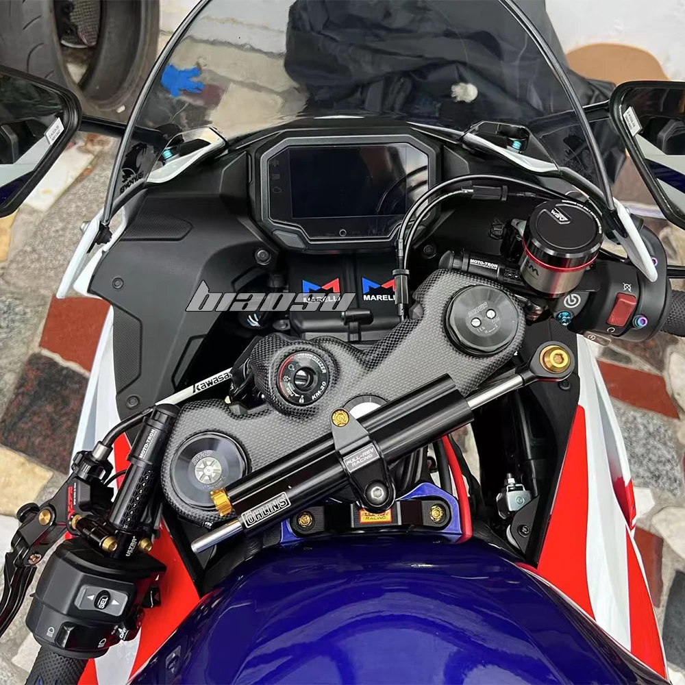 for Kawasaki ZX-6R ZX 636 modified motorcycle top upper connecting plate three-way 100% carbon fiber protective cover 2019-2026