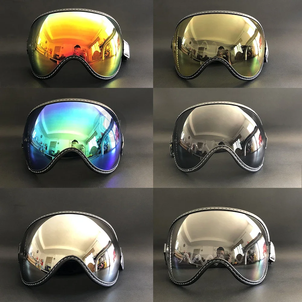 Retro Motorcycle Goggles Bubble Visor UV Protection Lens Shield For SHOEI JO EX-ZERO Arai Classic AIR  BELL Simpson