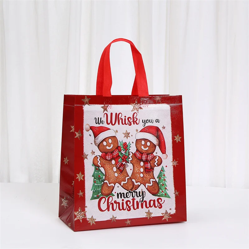 StoBag 8/20 قطعة عيد ميلاد سعيد غير حقيبة تسوق منسوجة هدية النسيج الاطفال التعبئة والتغليف حقيبة يد كبيرة تخزين مقاوم للماء الحقيبة قابلة لإعادة الاستخدام