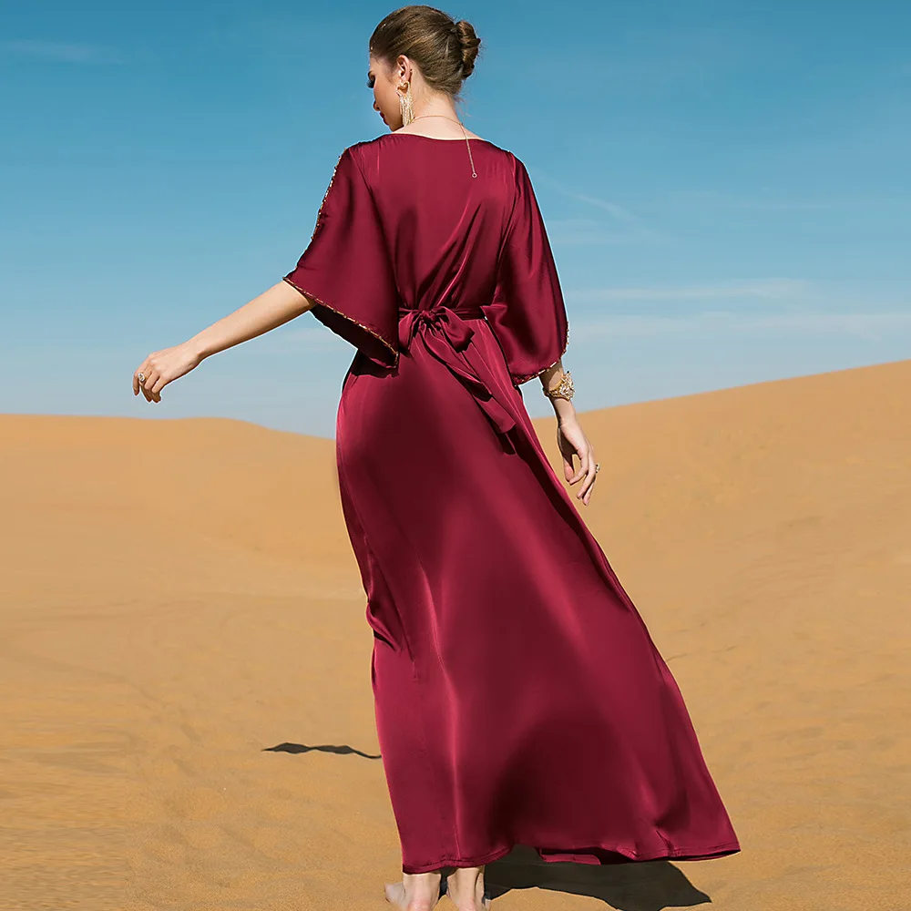 UNI élégant palais musulman femmes robe rétro palais Ramadan robe Longo dubaï Abaya turquie Islam longues robes de soirée Musulmane