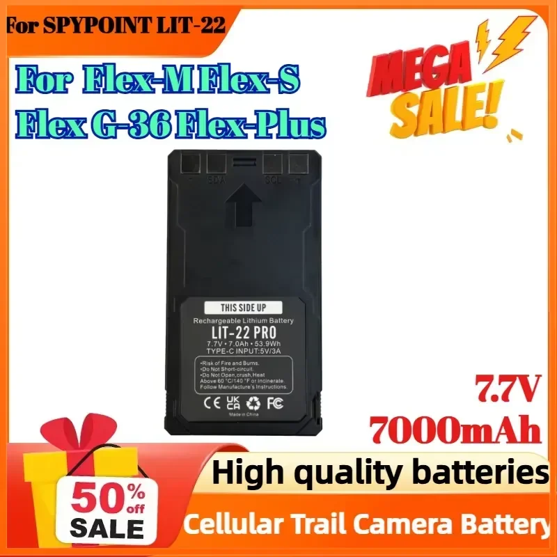 

7.7V 7000mAh Replacement Lithium Battery for SPYPOINT LIT-22 Flex-M Flex-S Flex G-36 Flex-Plus Cellular Trail Camera Battery