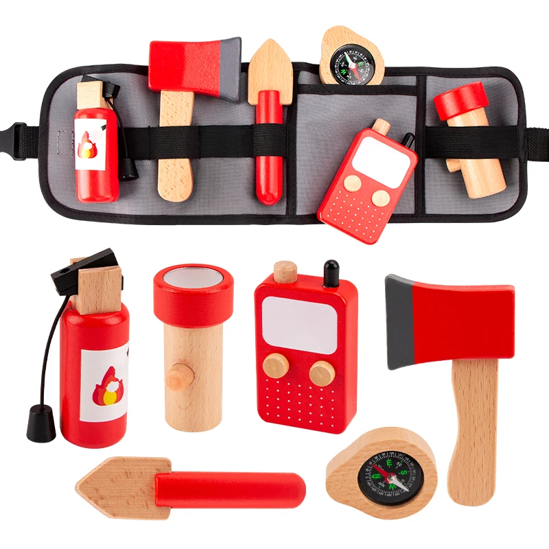 

Детский деревянный инструмент для моделирования, набор поясной сумки для пожарного, игрушка для ролевых игр, детские развивающие игрушки для детей 3-6 лет