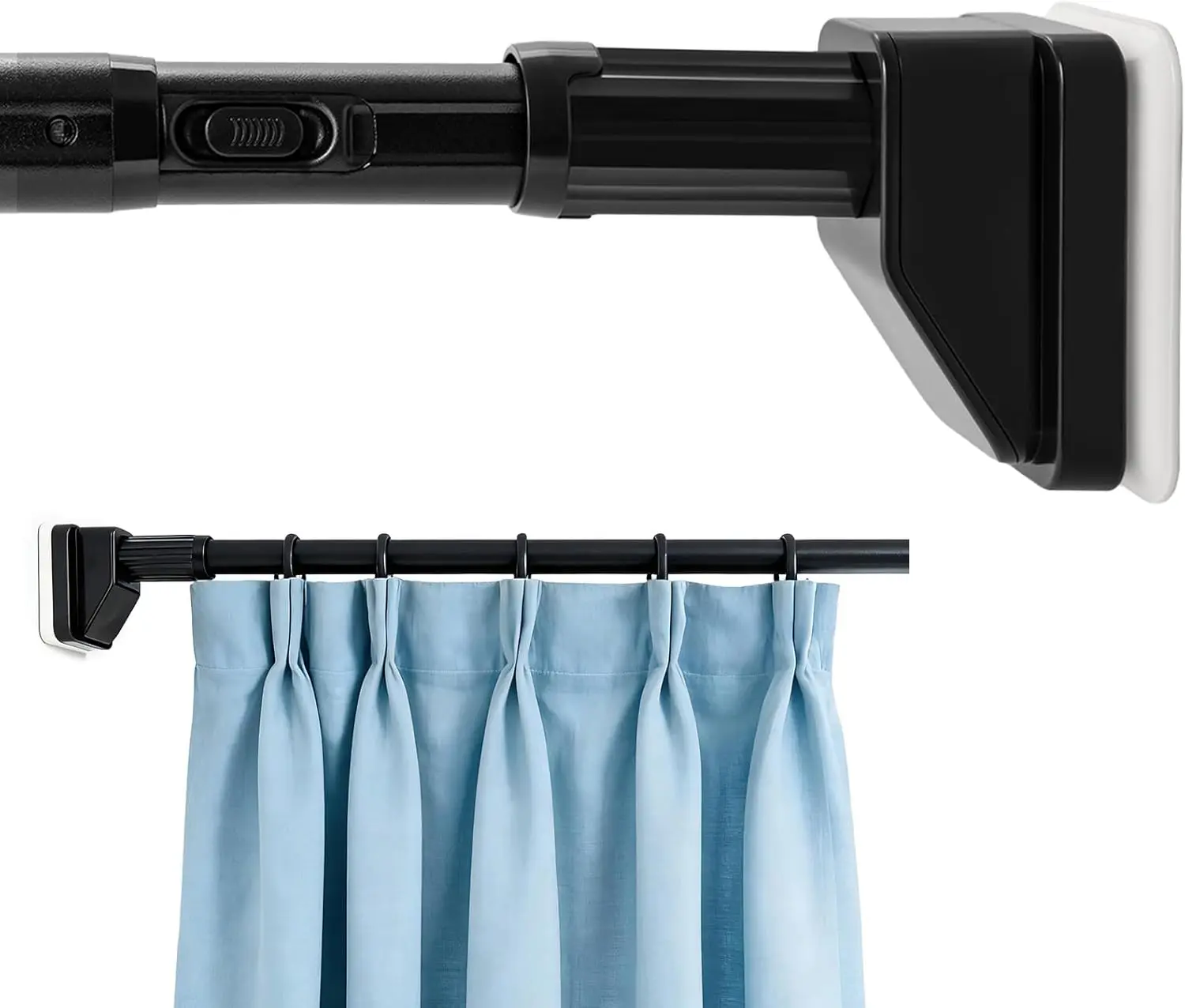 

Extra Long Adjustable Tension Curtain Rod 94-122 Inch, Heavy Duty No Drill with Grip Caps, Rust-Free for Patio Window Bathroom