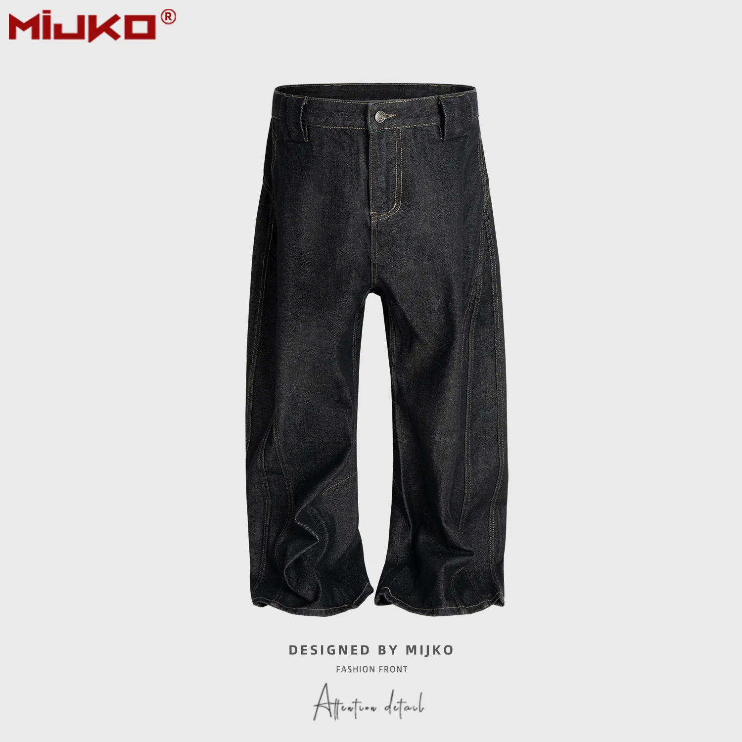 MIJKO جينز أمريكي عتيق Scimitar جينز دينم مرقع مفكك للرجال والنساء G6827 # #1