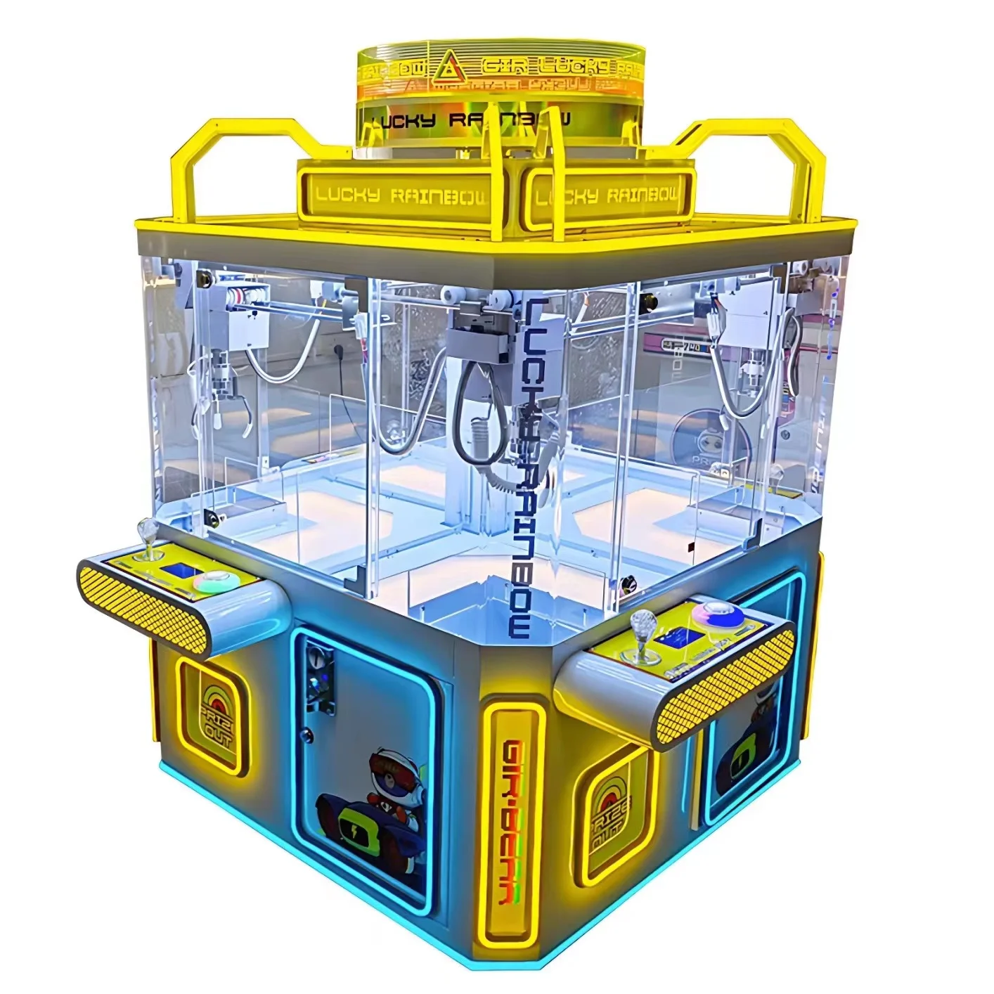 Hot new sweeping code coin operation large crane grab plush doll gift machine four fine machine doll claw machine