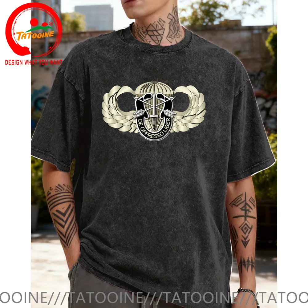 

Винтажная хлопковая футболка из стираного хлопка, воздушно-десантная футболка армии США, мужская забавная футболка с дизайном крыльев, модная модная повседневная одежда, футболка, уличная рубашка