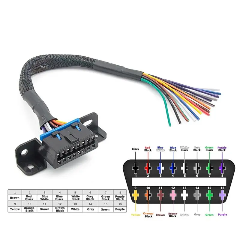 A76T-Accessories Universal OBD2 16Pin Female Connector To Open OBD Cable Female Extension Connector Ribbon Interface Adapter