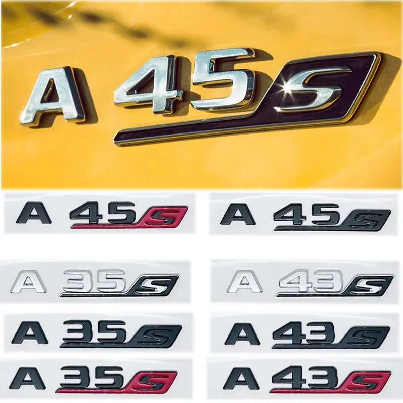 ABS For Mercedes Benz A35 45 43 AMG W177 W176 A35 A45 A45S TURBO 4MATIC Car Trunk Letters Emblem Badge Logo Stickers Accessories