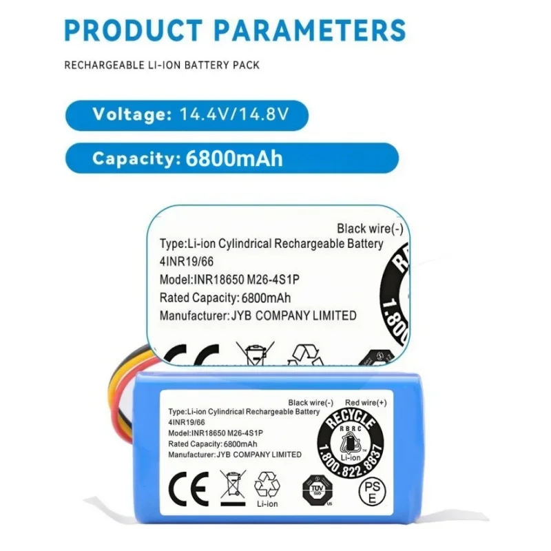 

2025 New 14.4V 6800mAh Battery For Qihoo 360 S5 S7 S7Pro T90 X9 14.8v Robotic Vacuum Cleaner Replacement Batteries