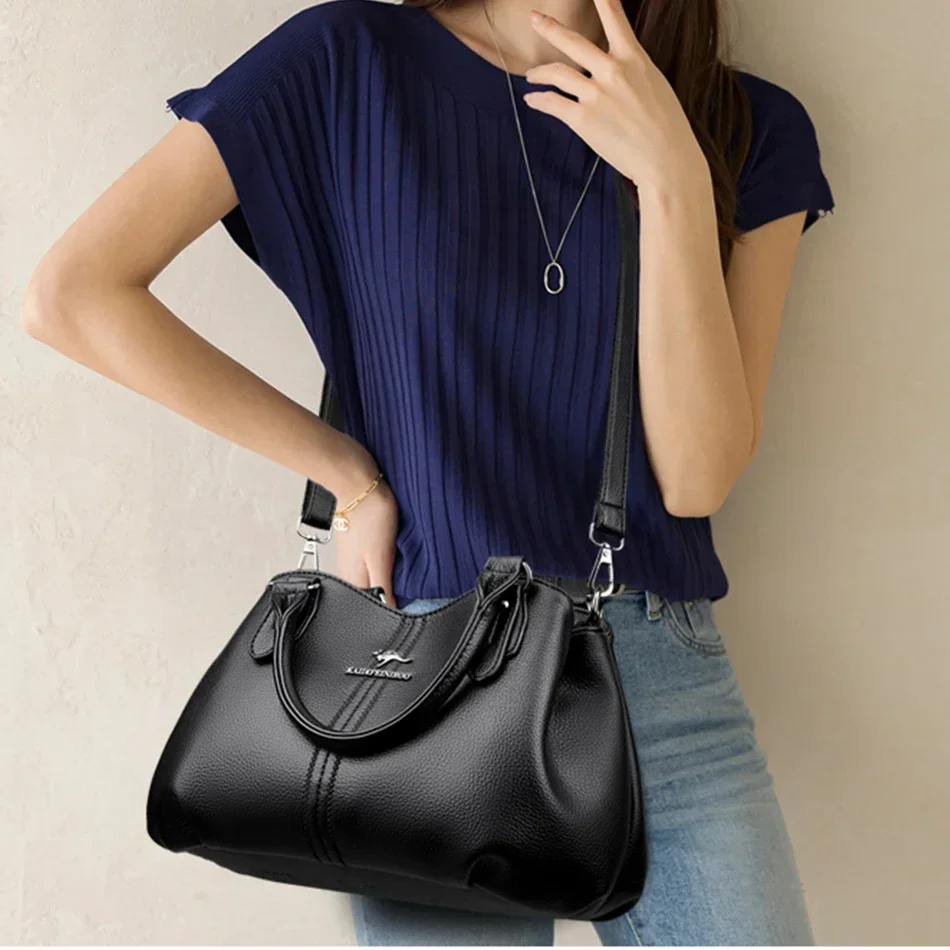 3 Layers Casual Handbags High Quality Soft Leather Luxury Messenger Sac Designer Tote Shoulder Crossbody Bags for Women 2024 New