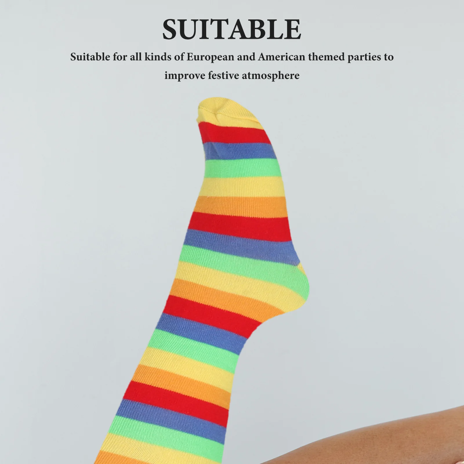 ชุดถุงเท้ายาวลายทางพร้อมถุงมือ ดีไซน์สดใส สำหรับแต่งกายปาร์ตี้ คอสเพลย์ ชุดฮาโลวีน อุปกรณ์เสริมสำหรับผู้หญิง ถุงเท้า ถุงมือ