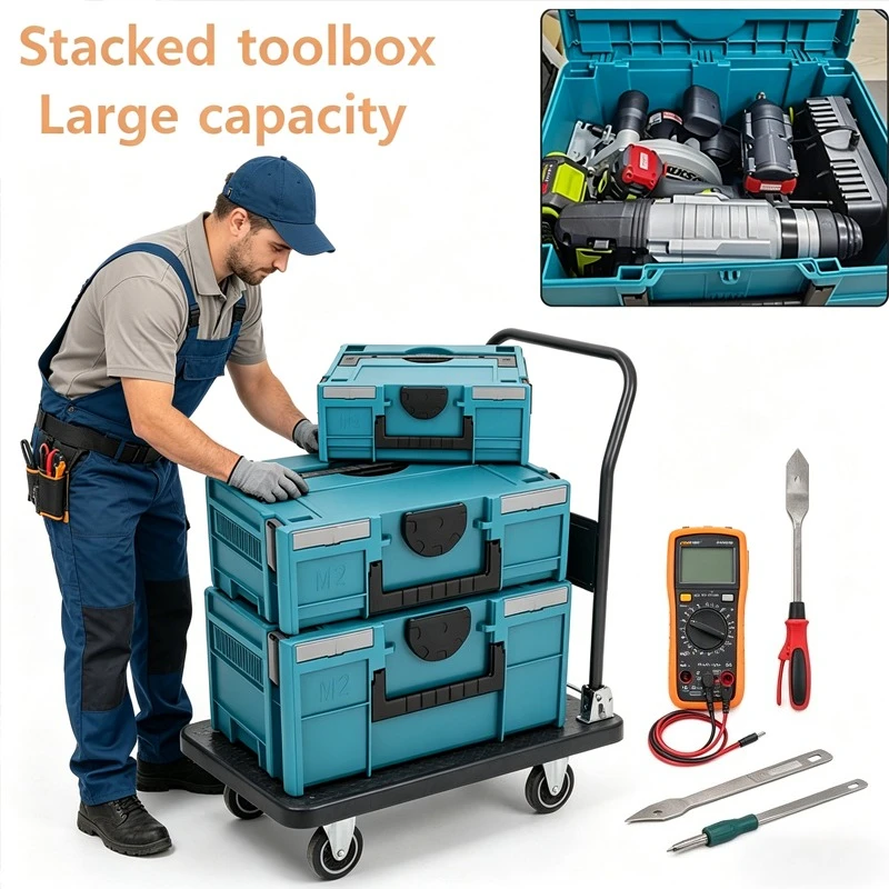 

Universal Stackable Tool Storage Box Heavy Duty Hardware Tool box Organizer Portable Household Working Repair Tool Case