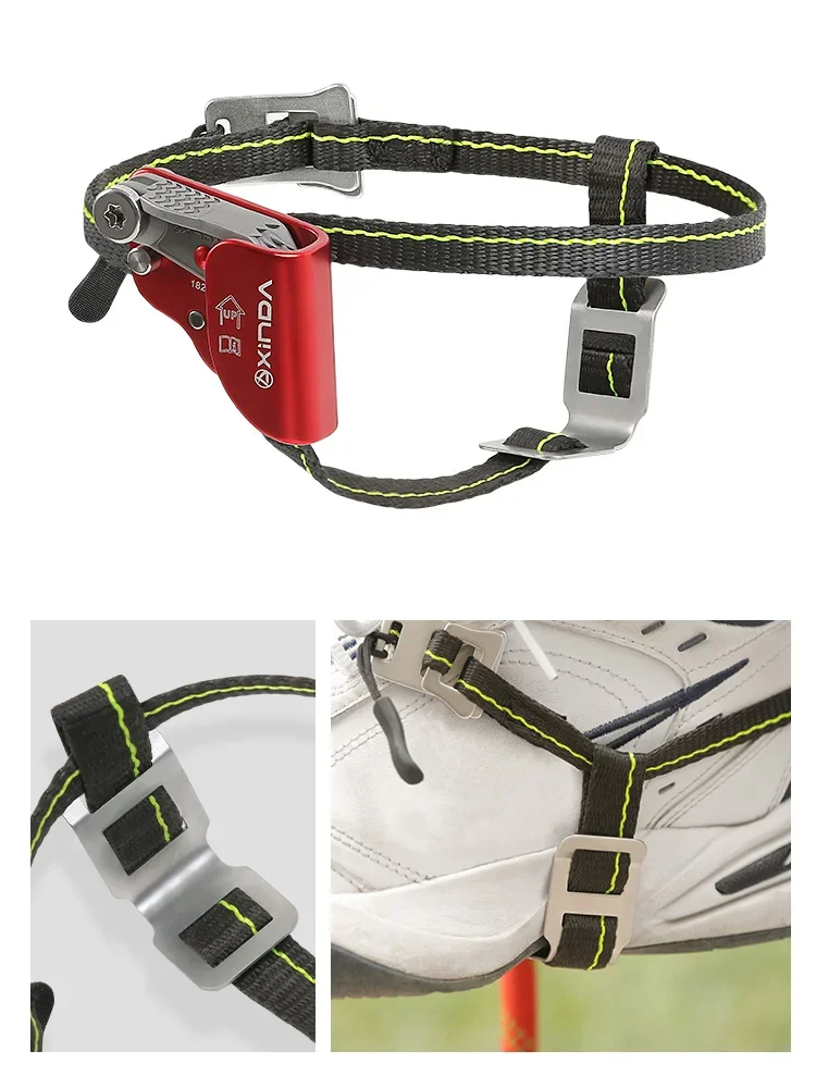 Xinda Outdoor Rock Climbing Foot Ascender Riser With Pedal Belt Grasp SRT Rope Gear Anti Fall Off Left Right foot ascend