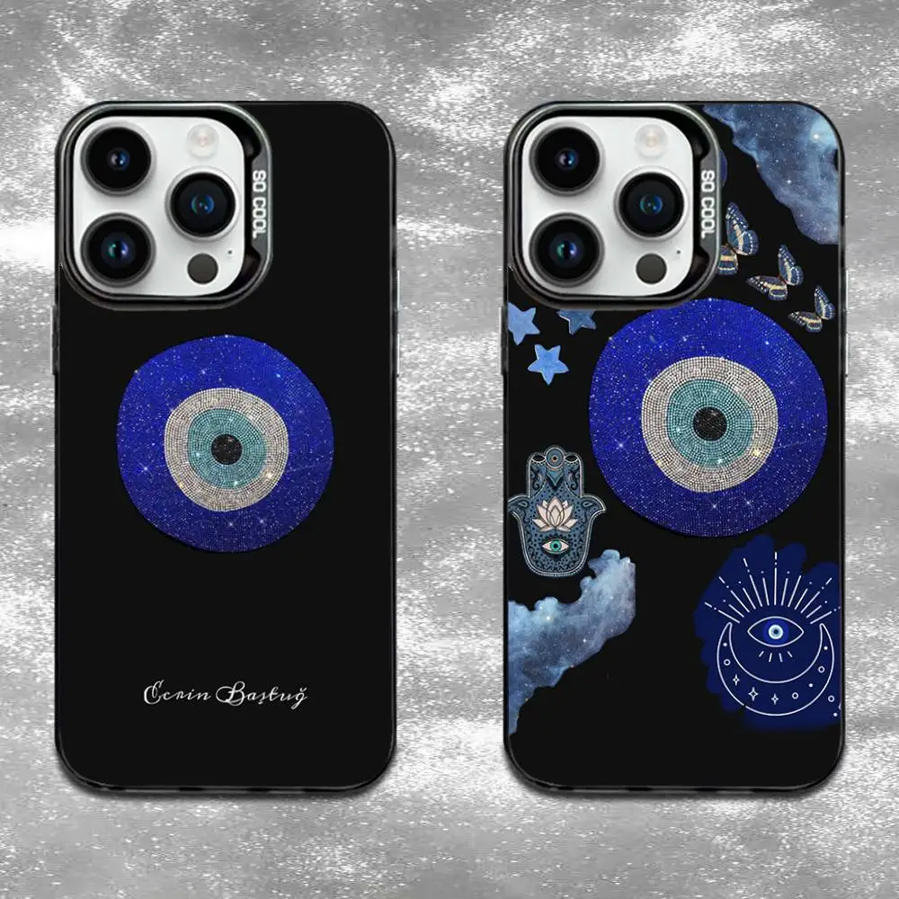 

Evil Eye & Butterfly Collage Phone Case For iPhone 16,15,14,13,12,11,Mini,Pro,E,MAX Black Candy Matte Shockproof Cover