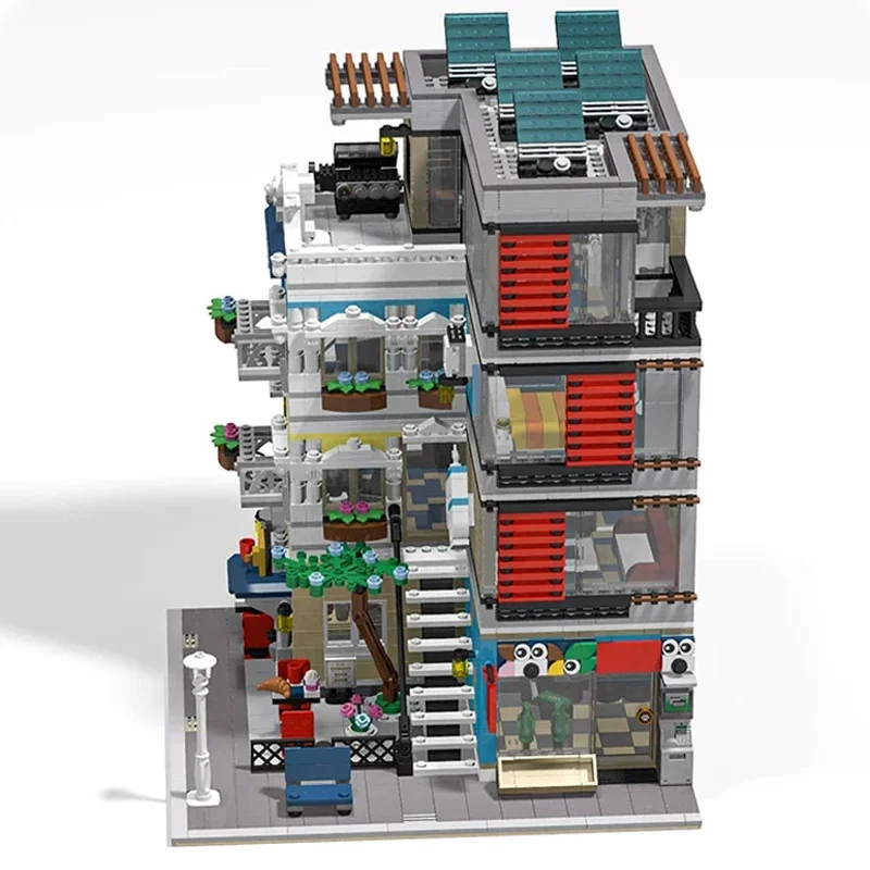 Straatbeeld Model Moc Gebouw Bakstenen Hoek Café En Huisdieren Winkel En Huis Technologie Modulaire Blokken Geschenken Speelgoed Diy Sets Assemblage