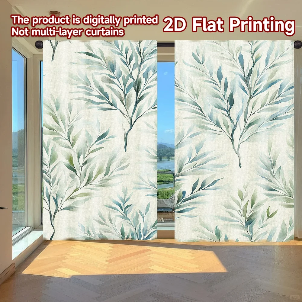 2D плавкий принт, 2 шт., шторы (без стержня), цветочный зелень, дизайн (3) апрельский фестиваль дураков, креативные шторы из полиэстера