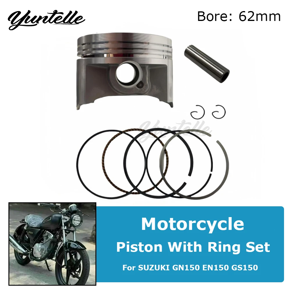 

62mm Bore STD Engine Piston With Ring Kit For Suzuki GN150 EN150 GS150 TU125 RV125 GN 150 Motorcycle Accessories Piston Pin 14mm