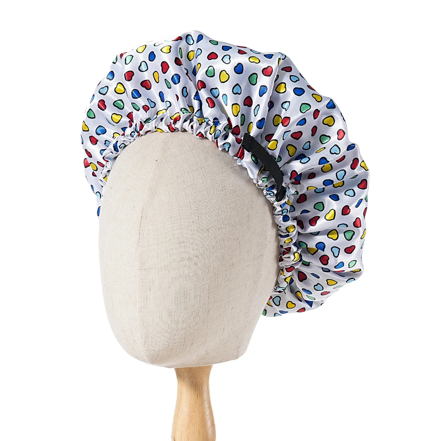 Verstellbare seidige Satinkappe mit Cartoon-Motiv, für Babys und Kinder, bedruckt, Satin-Mütze, Schlafmütze für lockiges Haar – Detail 8