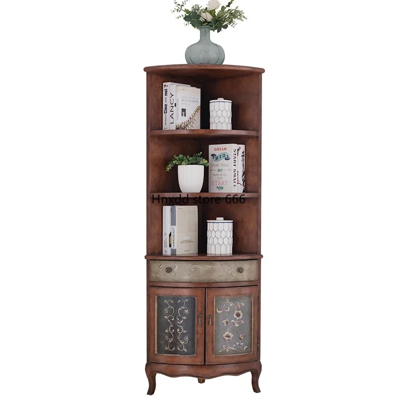 American rural new solid wood European retro painted corner cabinet