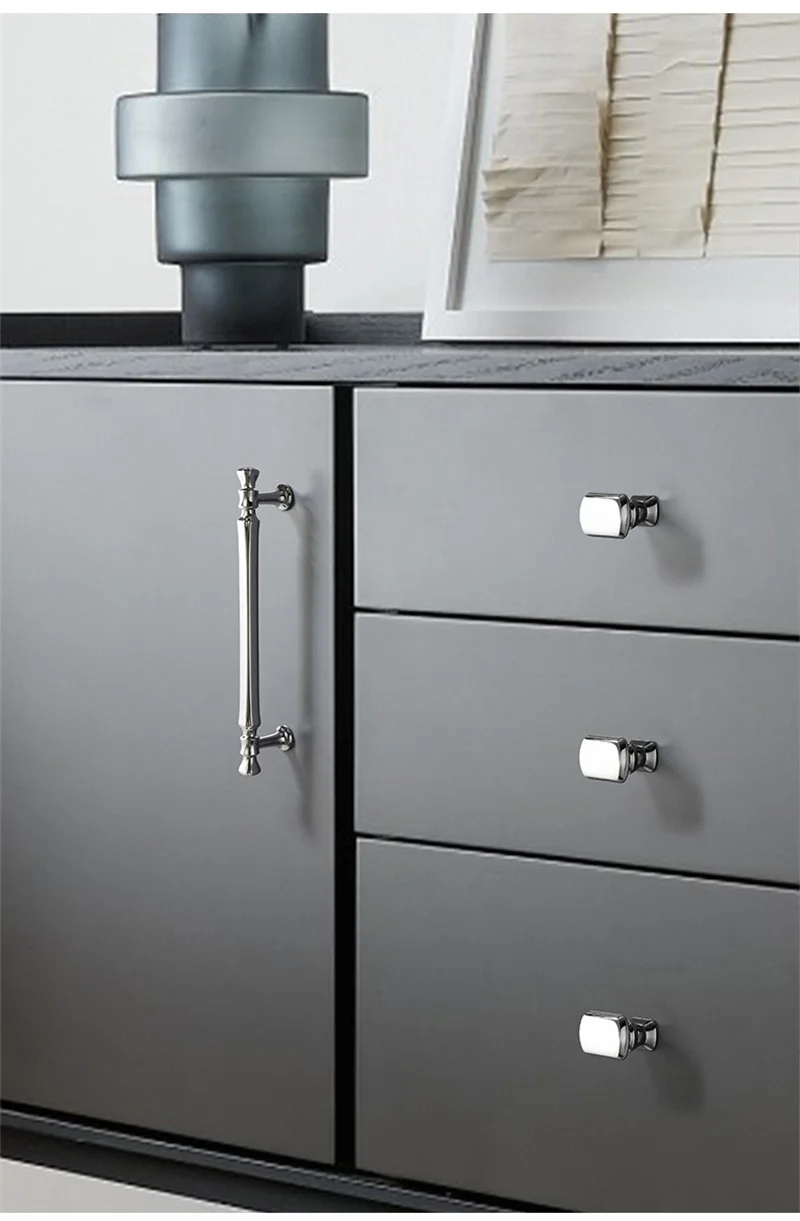 Modern Bright Silver Cabinet Handles Drawer Knobs Solid Long Pulls Furniture Handles for Kitchen Wardrobe Cupboard Pull Decor