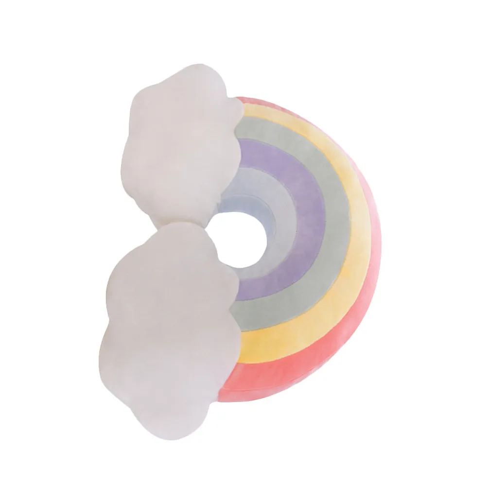 Rainbow Shaped Bolster Soft Stuffed Throw Pillow Red Color Comfortable Back Cushion Nap Hug Pillow Car Sofa Chair Cushion