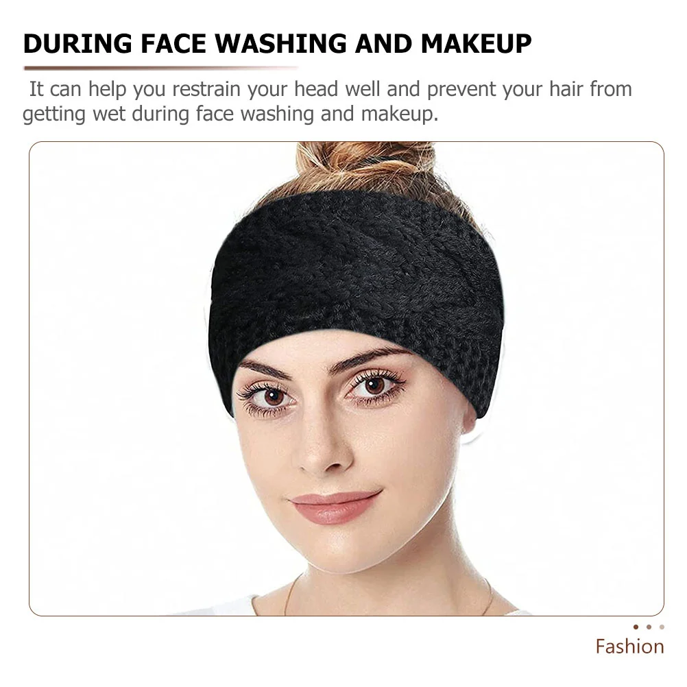 

3Pcs Warm Knitted Headband for Women Thick Woven Hairband for Makeup Face Washing Yoga Sports Winter Outdoor Use Soft
