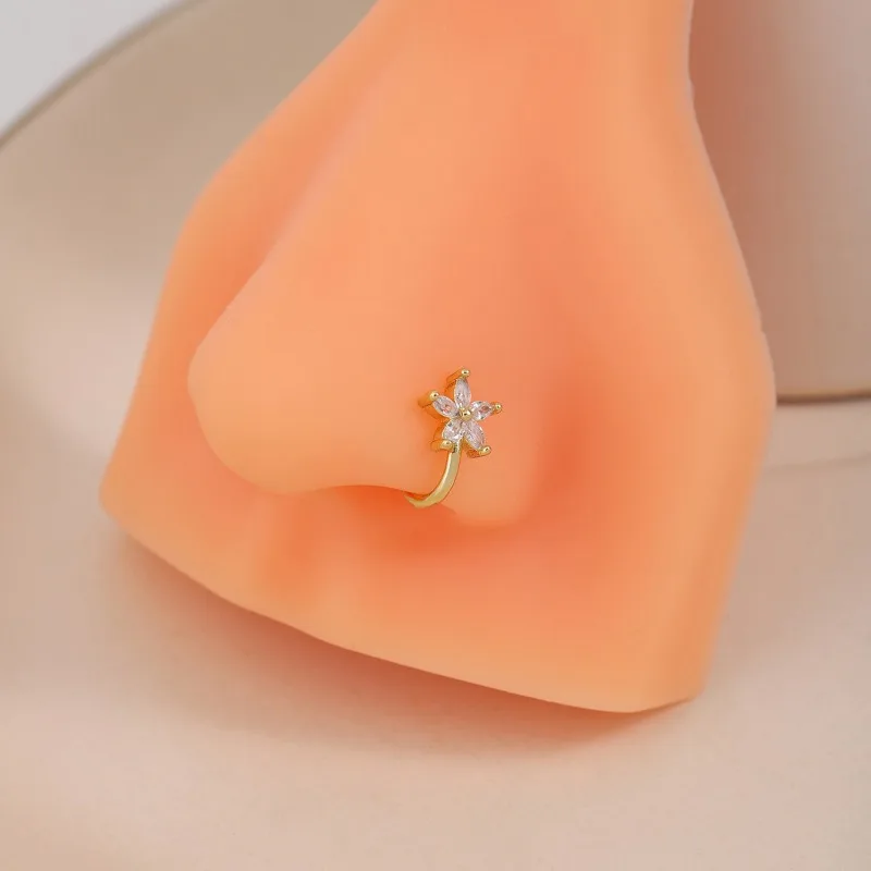 U-Shape Non-Piercing Flower Nose Ring