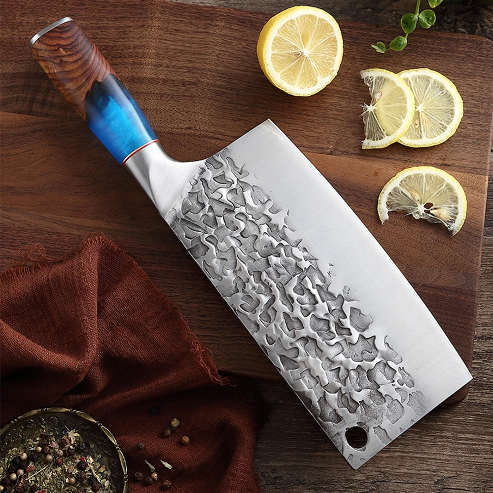 Kitchen Cleaver Knife Handmade Forged High Carbon Steel Chinese Kitchen Knife Chef Utility Vegetable Butcher Chopping Knivse