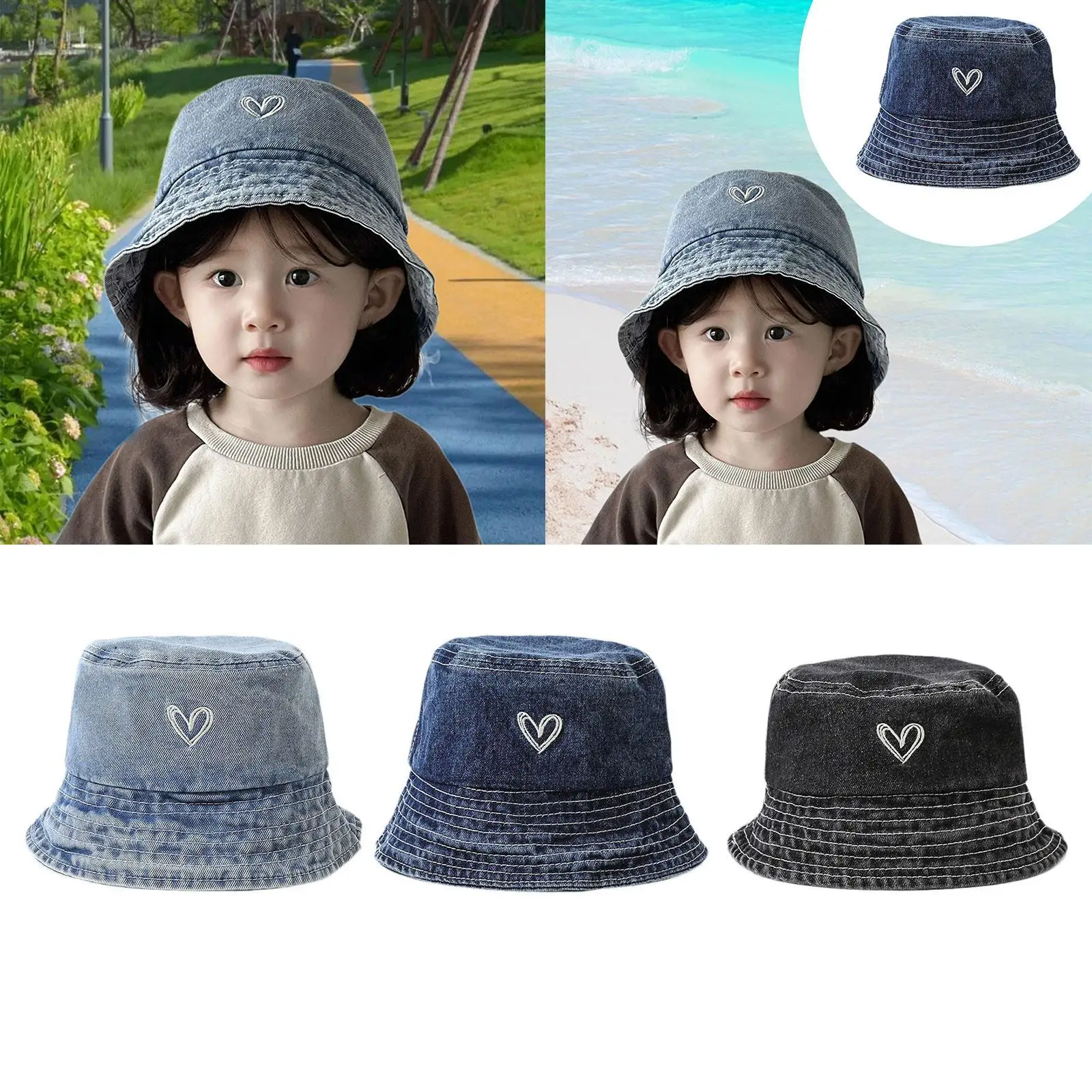 قبعة شمس للأطفال، قبعة دلو كاجوال لطيفة للرحلات والأنشطة الخارجية لربيع وصيف