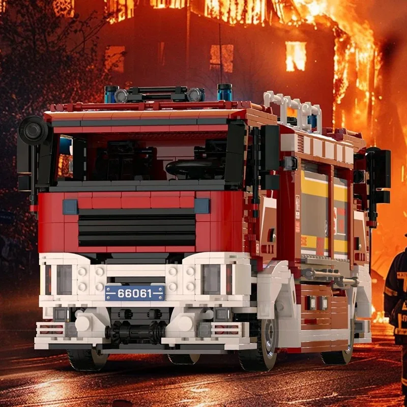 

2712pcs Special Vehicle Model Large Scale Tunnel Fire Truck Building Block Set Adult and Children Scene Toy Gift