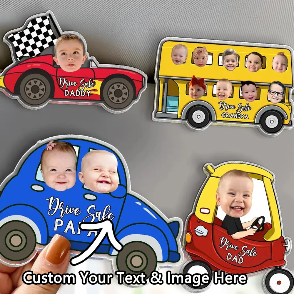 1PC Custom Car Clip - Personalized Baby Portrait, DIY, Laser Engraved, Ideal for BabyBus Fans & Kids, Daily Use Accessory & Swee