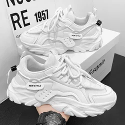 Men's Chunky Sneakers Thick Bottom Lace Up Breathable Vulcanize Shoes Man Autumn Running Sports Shoes Men Casual Non-slip Shoes