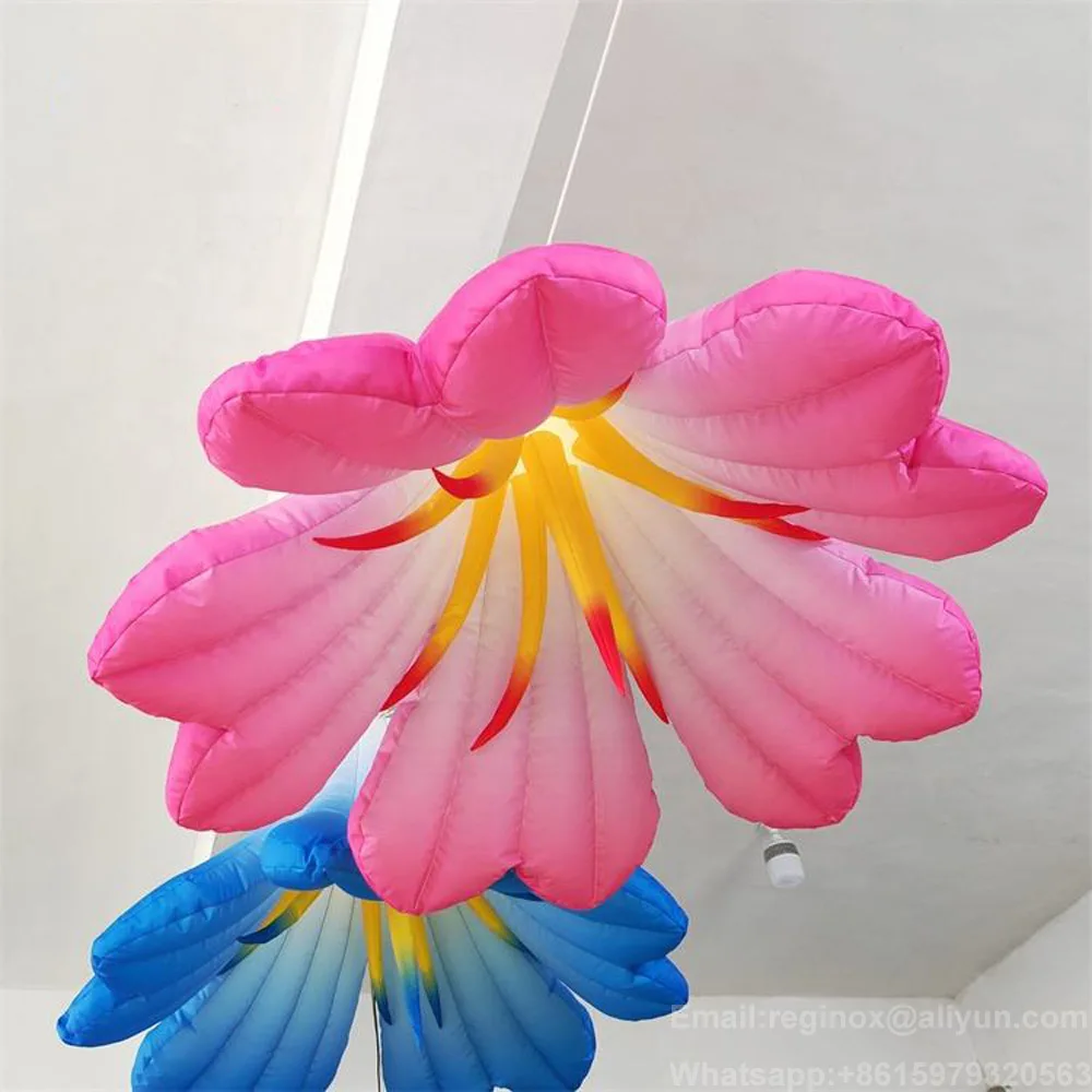Artificial Giant Inflatable Flower with Led Light Event Ceiling Hanging Inflatable Lily Flower for Wedding Party Decoration